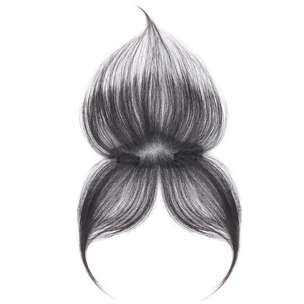 5x13 CM Silk base 10 Inch Natural Human Hair Bangs Side Fringe for Women Middle Part False Bangs Clip-in Extensions Invisible Hairpieces Human Hair Topper (Mocha,10 inch)