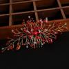 Asphinien Handmade Vintage Crystal Wedding Hair Combs Bride Bridesmaid Ruby Sapphire Emerald Crystal Headband with Comb for Wedding Bridal Side Combs for Women (Red) view 3