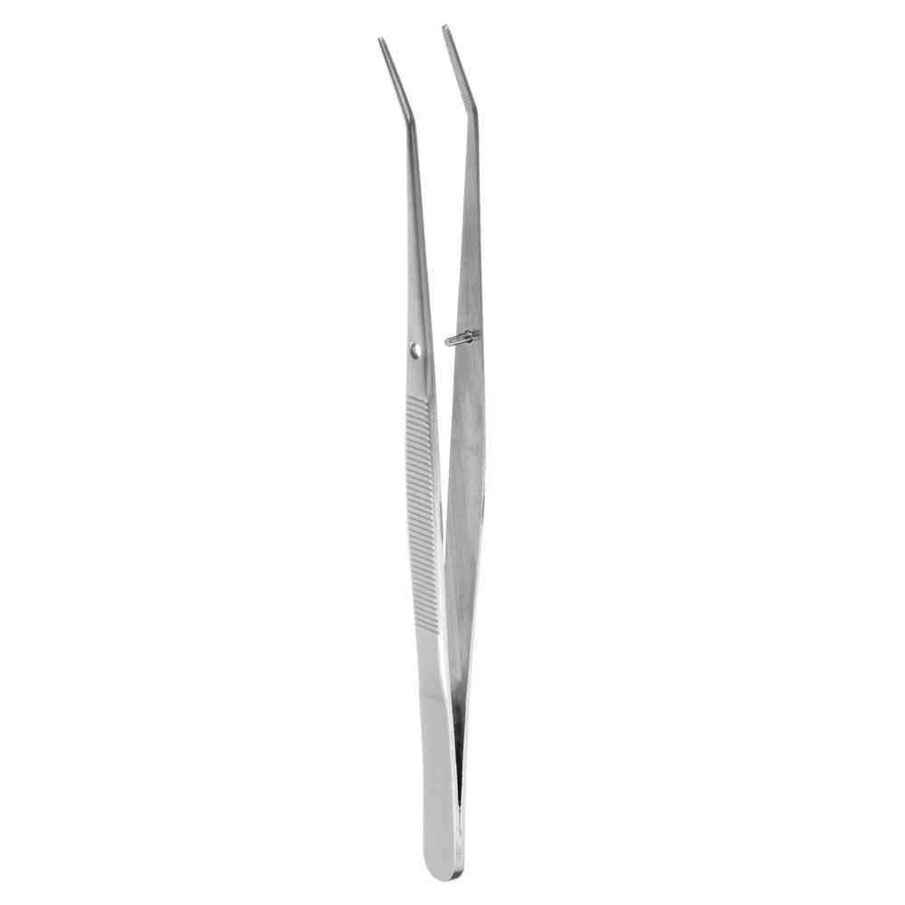 HARFINGTON Stainless Steel Tweezers 6.1 Inch Long Handle Curved Serrated Tip Tweezers Multi Purpose for Craft Gardening Industrial Work Laboratory Use Cooking, Silver