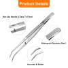 HARFINGTON Stainless Steel Tweezers 6.1 Inch Long Handle Curved Serrated Tip Tweezers Multi Purpose for Craft Gardening Industrial Work Laboratory Use Cooking, Silver view 4