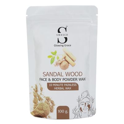 Face and Body Herbal Organic Wax Powder for Hair Removal 100g | 10 Minutes Painless Face and Body Hair Removal Powder for Women and Men | Wax Powder Chemical-Free (SANDAL WOOD)