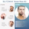 BLITZWAX Back and Nose Waxing Kit for Men, Hard Wax Warmer for Brazilian, Body and Face, At Home Hair Removal Kit, Beginner Friendly, Quick Heating, 93 Accessories, Blue Waves view 4
