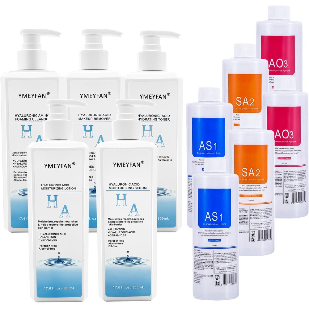 500ml Hyaluronic Acid Skincare Set 5 Bottle, Hydrate Facial Solution AS1 SA2 AO3 6 Bottles