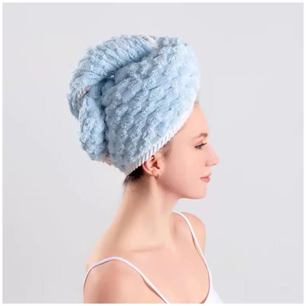 KITCISSL Quick Dry Towel Hair Wrap Towels for Long Short Straight Curly Hair, Hair Towel Dry Hair Cap for Girl and Women, Hair Drying Towel Female Quick-Drying Hair Towel Bath Cap(Blue)