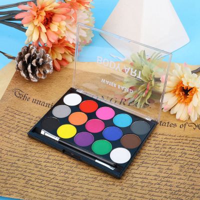 15 Colors Paint Makeup Set Face Body Water Soluble Painting Tool for Birthday Halloween New Year Entertainment,Halloween Party Paint Makeup