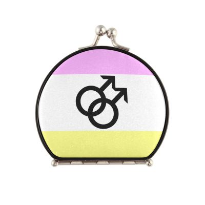 Gay Pride Flag Compact Folding Mirror Magnifying Mini Portable Travel Makeup Mirror Hinged Lock Mirror for Handbag Purses