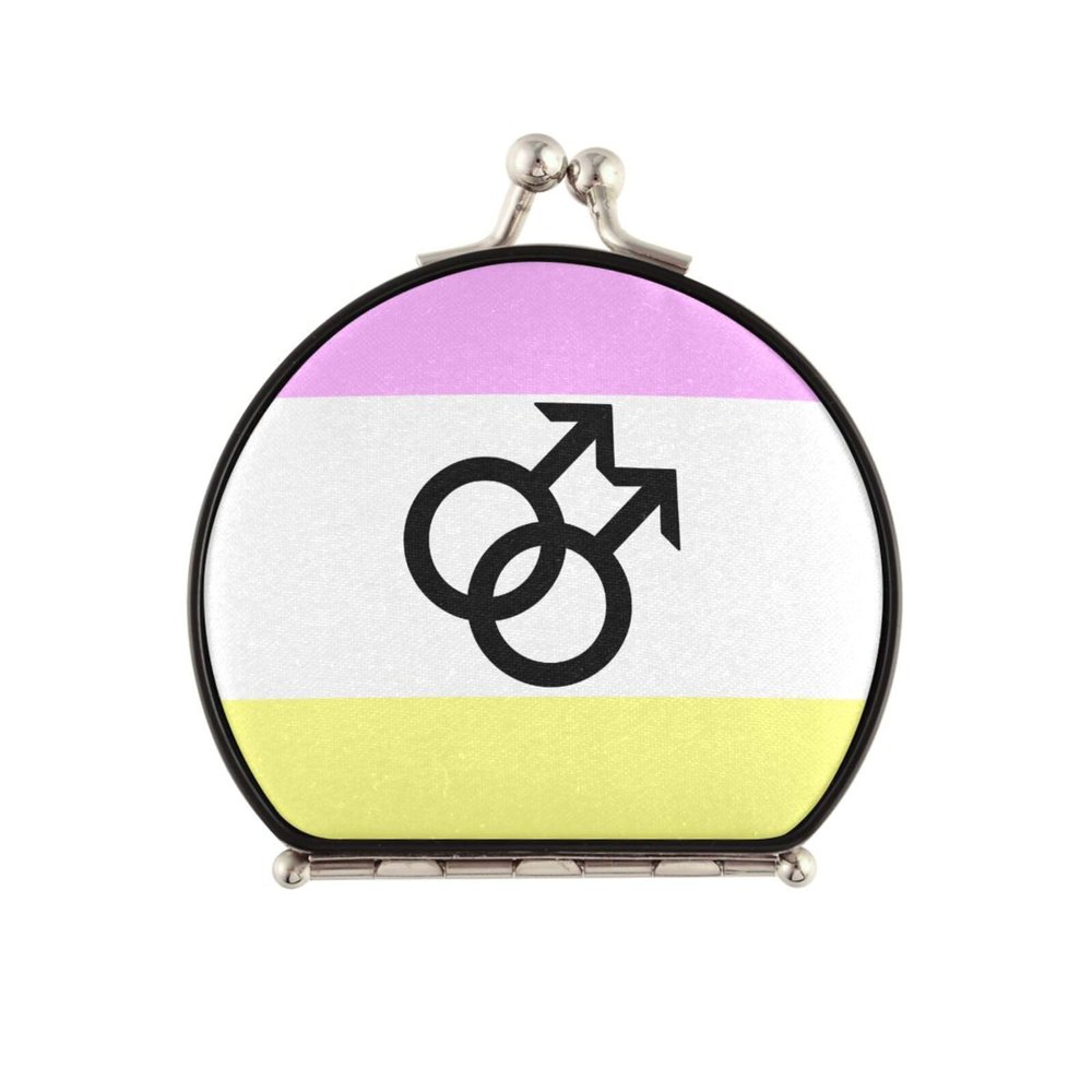 Gay Pride Flag Compact Folding Mirror Magnifying Mini Portable Travel Makeup Mirror Hinged Lock Mirror for Handbag Purses