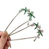 2pcs U -shaped French Hairpin, Bamboo Leaf Hair Comb Women's Elegant Metal Hair Chopsticks for Thick Long Hair Bun Hair Accessory view 1