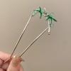 2pcs U -shaped French Hairpin, Bamboo Leaf Hair Comb Women's Elegant Metal Hair Chopsticks for Thick Long Hair Bun Hair Accessory view 3