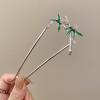 2pcs U -shaped French Hairpin, Bamboo Leaf Hair Comb Women's Elegant Metal Hair Chopsticks for Thick Long Hair Bun Hair Accessory view 4