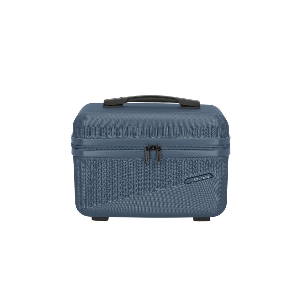 travelite Beautycase Hardshell Carry on Luggage, Bali, Cosmetic case with Organizer and Clip Function, 36 cm, 17 liters, Blue, Beautycase 36 cm, Hard shell beauty case