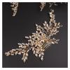 TRUSTTWO Bridal Vintage Silver Full Rhinestones Big Hair Comb Bridal Shinny Pearls And Crystals Comb Headpiece Bridal Hair Accessories The New(Champagne gold) view 3