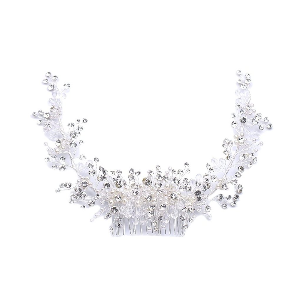 TRUSTTWO Elegant Silver Color Pearl Rhinestone Hair Jewelry Women Handmade Tiara Hair Comb Bridal Hair Band Wedding Hair Accessories Gift The New