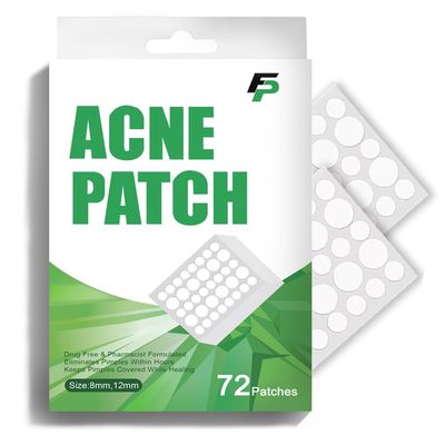 FlexPharm Acne Patch (72 Count) - Pharmacist Formulated Hydrocolloid Pimple Patch for Covering Zits and Blemishes, 2 Sizes (8mm & 10mm) Spot Stickers for Face and Skin.