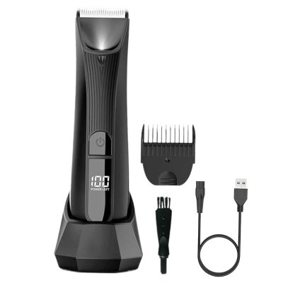 NinthAvenue Basics Body Hair Trimmer Shaving Tool, Washable LCD Display Waterproof Wet and Dry Using Electric Back Shaver for Armpit Nose Groin