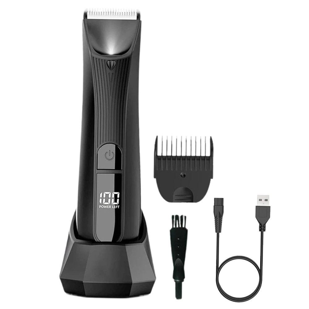 NinthAvenue Basics Body Hair Trimmer Shaving Tool, Washable LCD Display Waterproof Wet and Dry Using Electric Back Shaver for Armpit Nose Groin