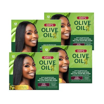 ORS Olive Oil Built-In Protection Full Application No-Lye Hair Relaxer Extra Strength (Pack of 4)