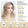 TISHINING Ombre Blonde Wavy Wigs for White Women Medium Length Layered Mixed Blonde Curly Wavy Wig with Dark Roots Synthetic Natural Looking Daily Party Wig (18 Inch) view 3
