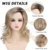 TISHINING Ombre Blonde Wavy Wigs for White Women Medium Length Layered Mixed Blonde Curly Wavy Wig with Dark Roots Synthetic Natural Looking Daily Party Wig (18 Inch) view 4