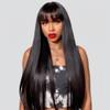ISEE HAIR 24 Inch Straight Wig with Bangs Human Hair Glueless Wig Ready to Go Human Hair Wigs For Women 180 Density view 1