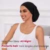 Silk Hair Bonnet for Sleeping Women Silky Satin Lined Sleep Cap Adjustable Hair Wrap Stay On All Night for Women and Men 2PCS(Black&Black) view 2