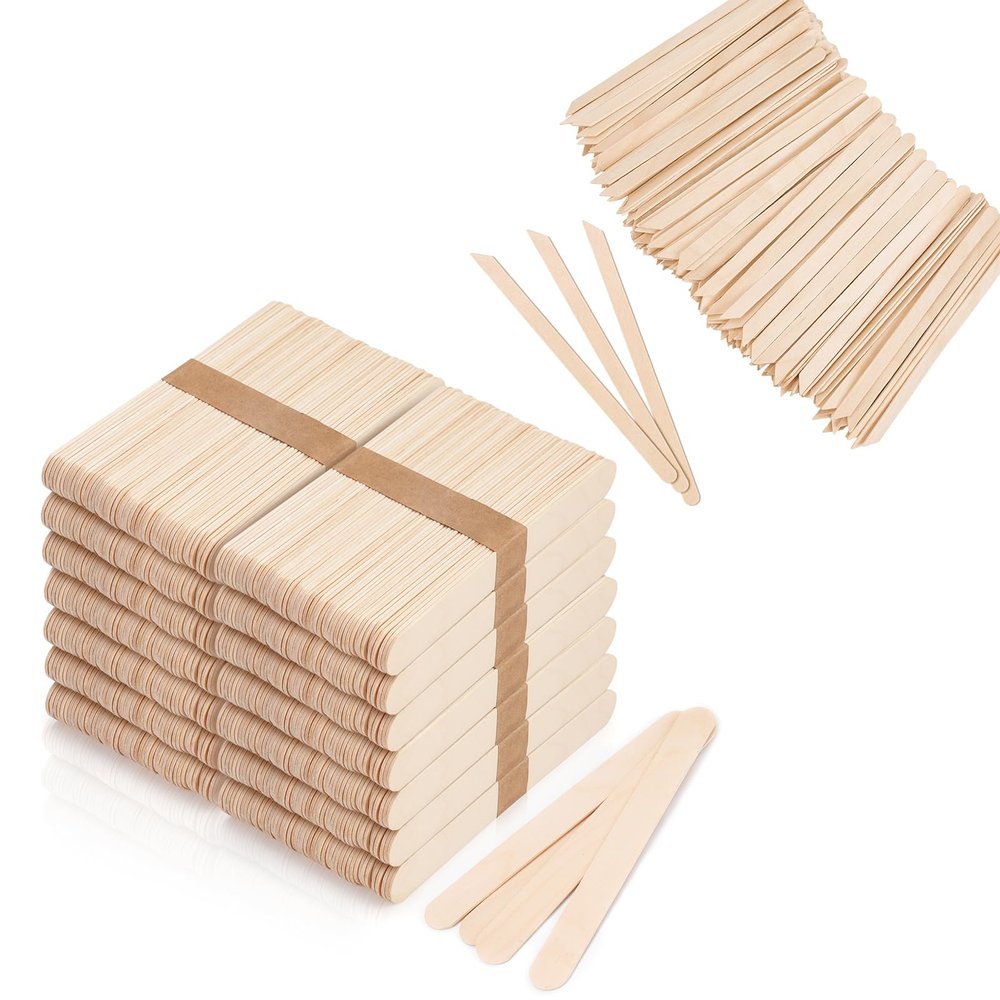 6-Inch 1200pcs Wood Waxing Sticks and 1000pcs Wooden Small Wax Sticks