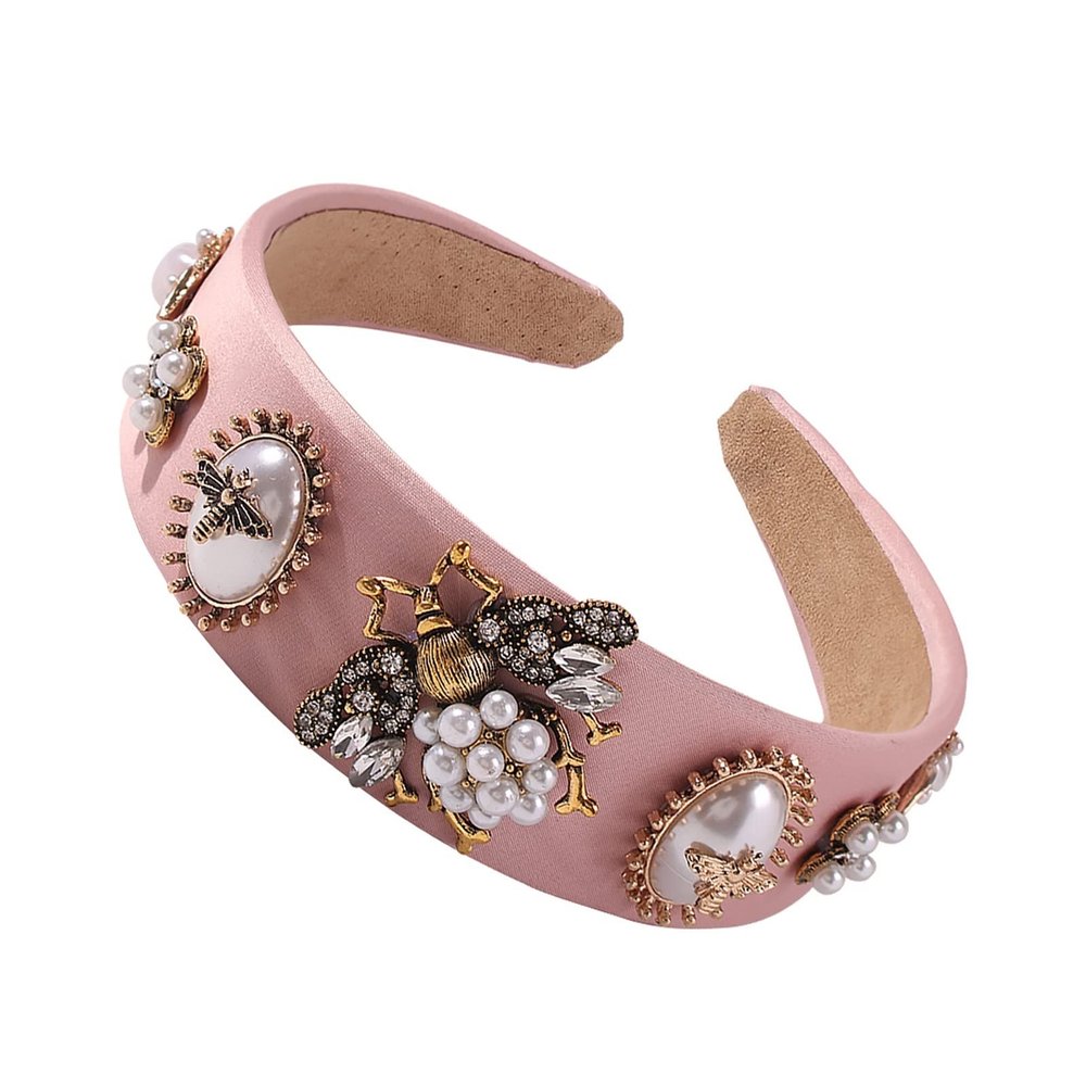 TRUSTTWO Bee Hairbands Fit For Women Baroque Rhinestone Crystal Headband Simulated Pearl Wide Hair Band Female Flower Crown Headdress Jewelry The New(12)