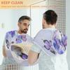 Purple Floral Butterflies Beard Bib for Men Non-Stick Beard Trimming Catcher Adjustable Shaving Bib for Men Birthday Valentines's Day Gifts for Men Boyfriend Husband view 4