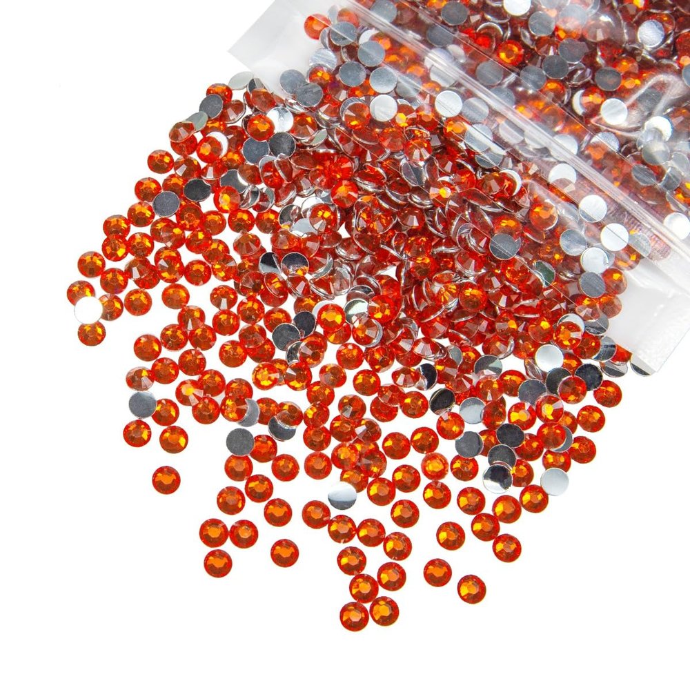 qiipii 3000PCS 4mm Crystal Red Orange Resin Rhinestones for Crafting Red Zircon Flatback Stones Bulk SS16 Non-Hotfix Diamonds Crystals Gems Charms for Nails Face Eyes Makeup Mugs Tumblers DIY Crafts