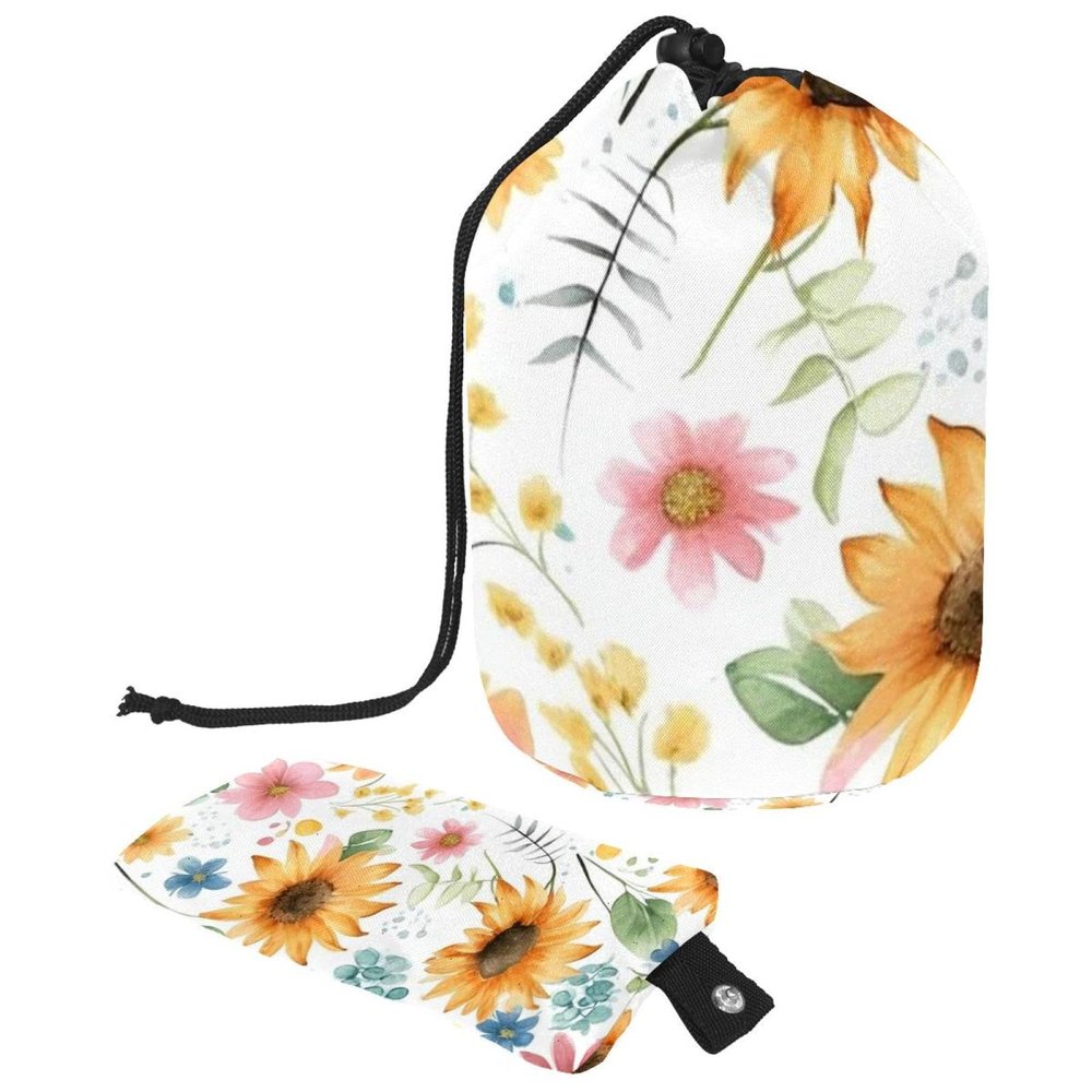 2PCS Colorful Sunflowers-355 Travel Cosmetic Bag Makeup Organizer, Drawstring Bathroom Cases - Cylindrical & Small Toiletry Bag