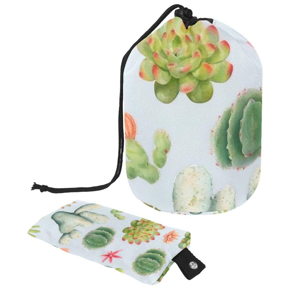 2PCS Colorful Cactus-88 Travel Cosmetic Bag: Your Ultimate Makeup Organizer & Bathroom Cases - With Drawstring, Cylindrical & Small Toiletry Bag