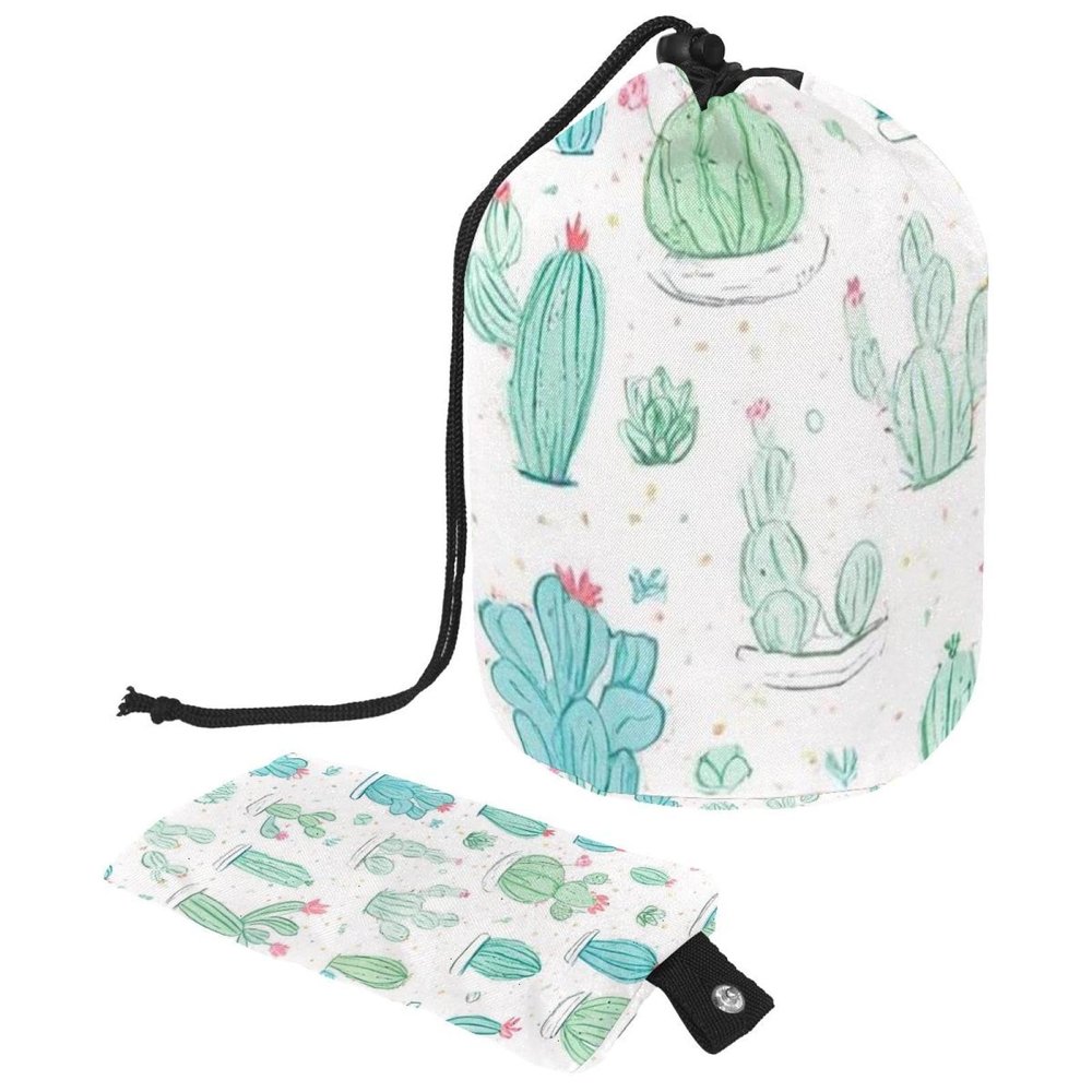 2PCS Artistic Cactus-105 Travel Cosmetic Bag Makeup Organizer Bag Bathroom Cases Toiletry Bag with Drawstring (Cylindrical bag and small bag)