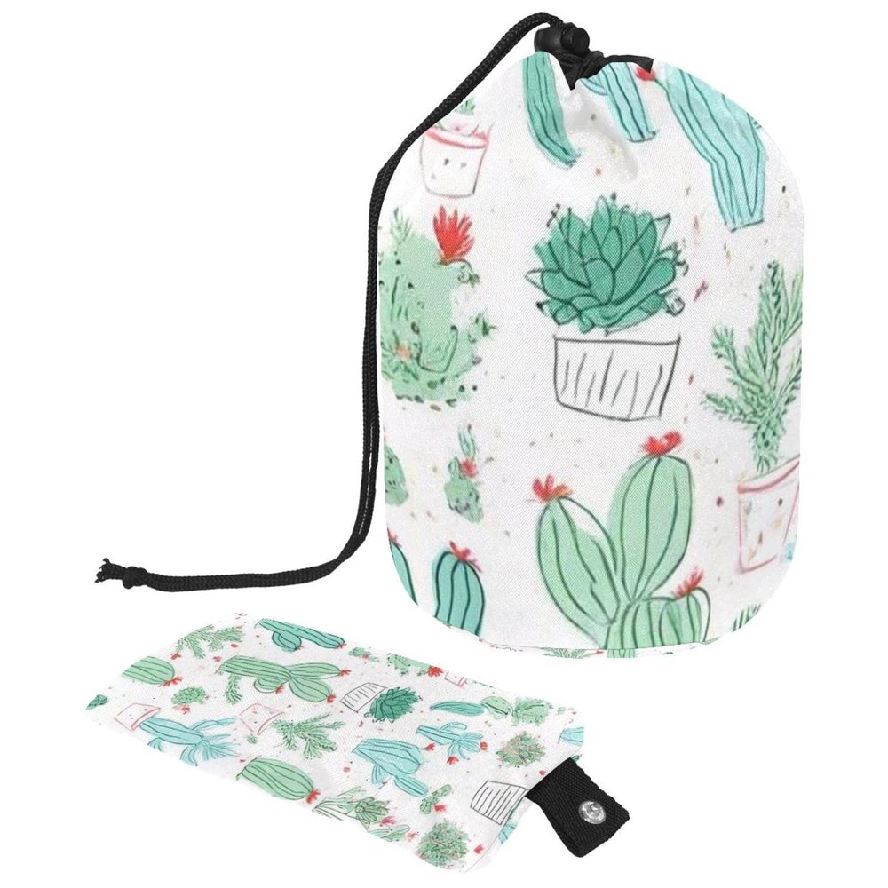 2PCS Artistic Cactus-112 Travel Cosmetic Bag: Your Ultimate Makeup Organizer & Bathroom Cases - With Drawstring, Cylindrical & Small Toiletry Bag