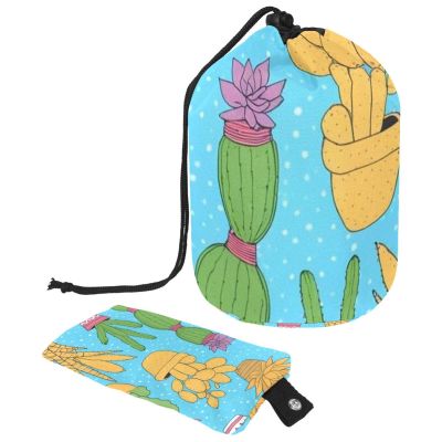 2PCS Colorful Cactus-75 Travel Cosmetic Bag Makeup Organizer, Drawstring Bathroom Cases - Cylindrical & Small Toiletry Bag