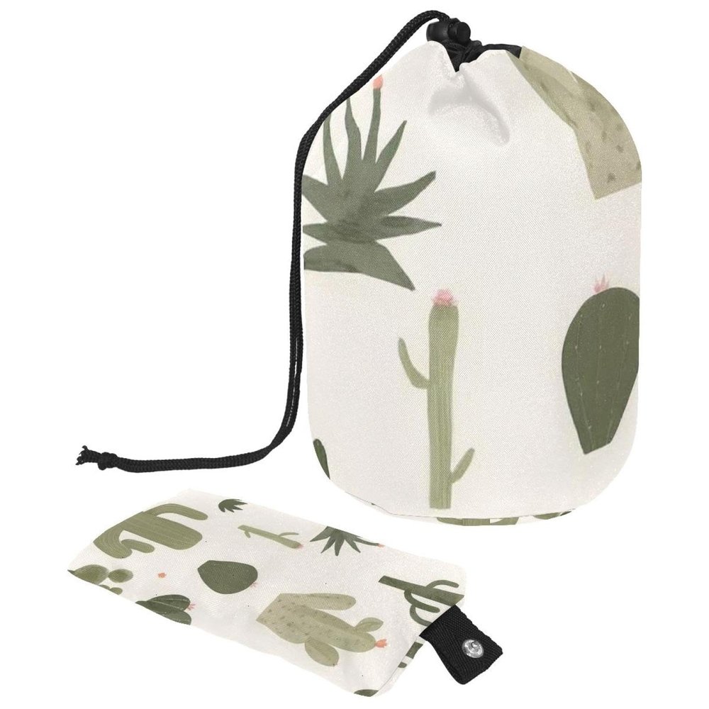 2PCS Artistic Cactus-125 Travel Cosmetic Bag Makeup Organizer Bag Bathroom Cases Toiletry Bag with Drawstring (Cylindrical bag and small bag)