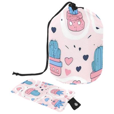 2PCS Colorful Cactus-24 Travel Cosmetic Bag: Your Ultimate Makeup Organizer & Bathroom Cases - With Drawstring, Cylindrical & Small Toiletry Bag
