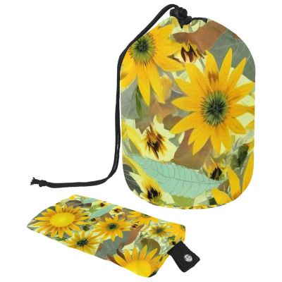 2PCS Yellow Sunflower-219 Travel Cosmetic Bag Makeup Organizer, Drawstring Bathroom Cases - Cylindrical & Small Toiletry Bag