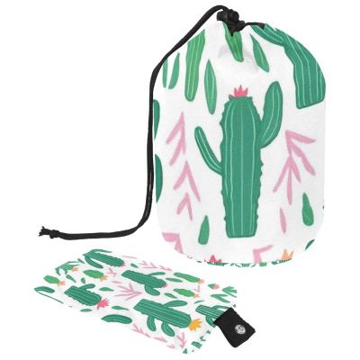 2PCS Artistic Cactus-174 Travel Cosmetic Bag Makeup Organizer: Stylish Bathroom Cases with Drawstring, Cylindrical & Small Toiletry Bag