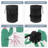 2PCS Artistic Cactus-174 Travel Cosmetic Bag Makeup Organizer: Stylish Bathroom Cases with Drawstring, Cylindrical & Small Toiletry Bag view 3