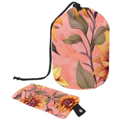 2PCS Aesthetic Sunflower-323 Travel Cosmetic Bag Makeup Organizer, Drawstring Bathroom Cases - Cylindrical & Small Toiletry Bag