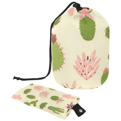 2PCS Colorful Cactus-50 Travel Cosmetic Bag Makeup Organizer: Stylish Bathroom Cases with Drawstring, Cylindrical & Small Toiletry Bag