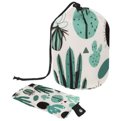 2PCS Artistic Cactus-160 Travel Cosmetic Bag: Your Ultimate Makeup Organizer & Bathroom Cases - With Drawstring, Cylindrical & Small Toiletry Bag