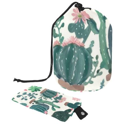 2PCS Artistic Cactus-138 Travel Cosmetic Bag Makeup Organizer: Stylish Bathroom Cases with Drawstring, Cylindrical & Small Toiletry Bag