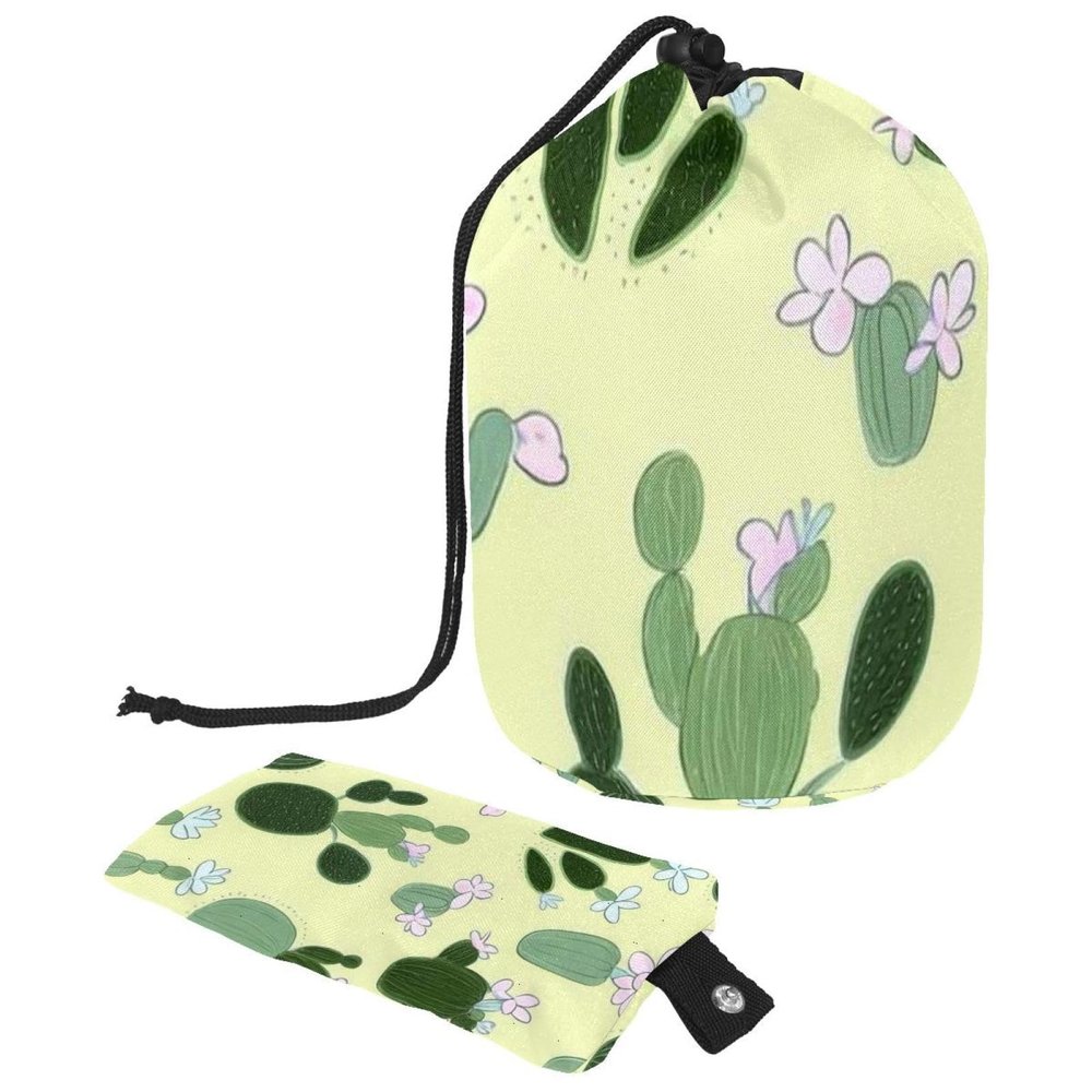 2PCS Colorful Cactus-93 Travel Cosmetic Bag Makeup Organizer Bag Bathroom Cases Toiletry Bag with Drawstring (Cylindrical bag and small bag)