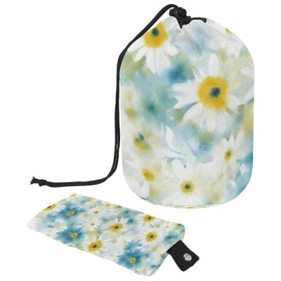 2PCS Yellow Sunflower-241 Travel Cosmetic Bag Makeup Organizer Bag Bathroom Cases Toiletry Bag with Drawstring (Cylindrical bag and small bag)