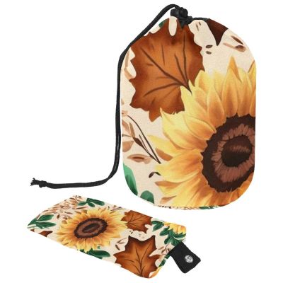 2PCS Artistic Sunflowers-289 Travel Cosmetic Bag Makeup Organizer Bag Bathroom Cases Toiletry Bag with Drawstring (Cylindrical bag and small bag)