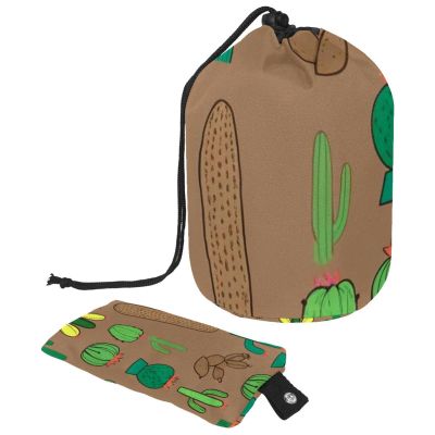2PCS Artistic Cactus-144 Travel Cosmetic Bag: Your Ultimate Makeup Organizer & Bathroom Cases - With Drawstring, Cylindrical & Small Toiletry Bag