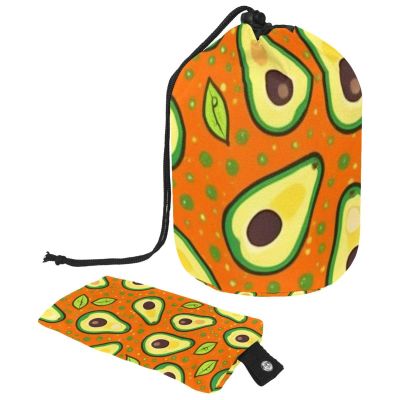 2PCS Green avocado-634 Travel Cosmetic Bag Makeup Organizer: Stylish Bathroom Cases with Drawstring, Cylindrical & Small Toiletry Bag