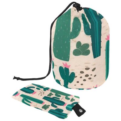2PCS Artistic Cactus-190 Travel Cosmetic Bag Makeup Organizer: Stylish Bathroom Cases with Drawstring, Cylindrical & Small Toiletry Bag