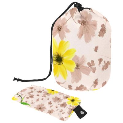 2PCS Aesthetic Sunflower-321 Travel Cosmetic Bag Makeup Organizer Bag Bathroom Cases Toiletry Bag with Drawstring (Cylindrical bag and small bag)